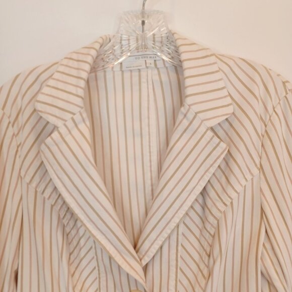 To The Max Womens Sz S Cream Pinstripe Button Front Blazer Stretch Office Career - Picture 4 of 11